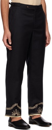 Bode Black Embroidered Trousers