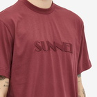 Sunnei Men's Classic Embroidered Logo T-Shirt in Bordeaux