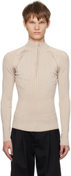 Mugler Gray Hook-And-Eye Ribbed Top