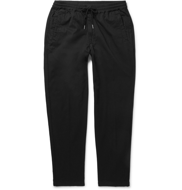 Photo: FOLK - Tapered Cotton-Twill Drawstring Trousers - Black