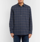 Theory - Checked Cotton-Flannel Shirt - Navy