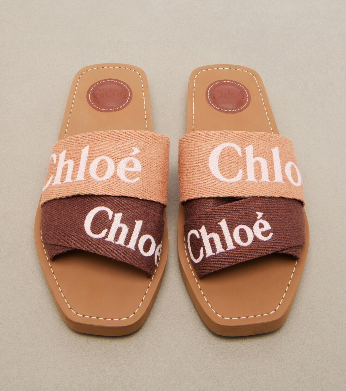 Chloé Woody canvas slides