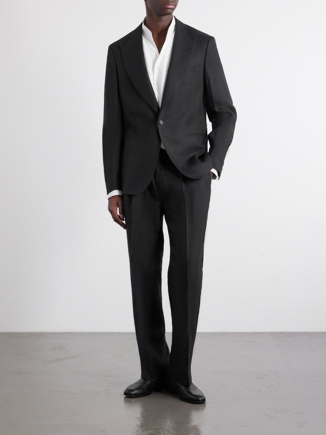 Mr P. - Slim-Fit Linen Tuxedo Jacket - Black