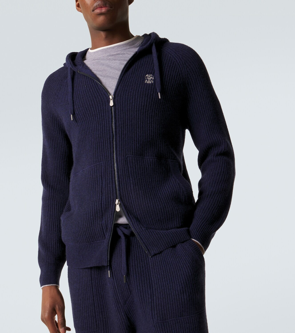 Brunello Cucinelli Ribbed-knit cashmere zip-up cardigan