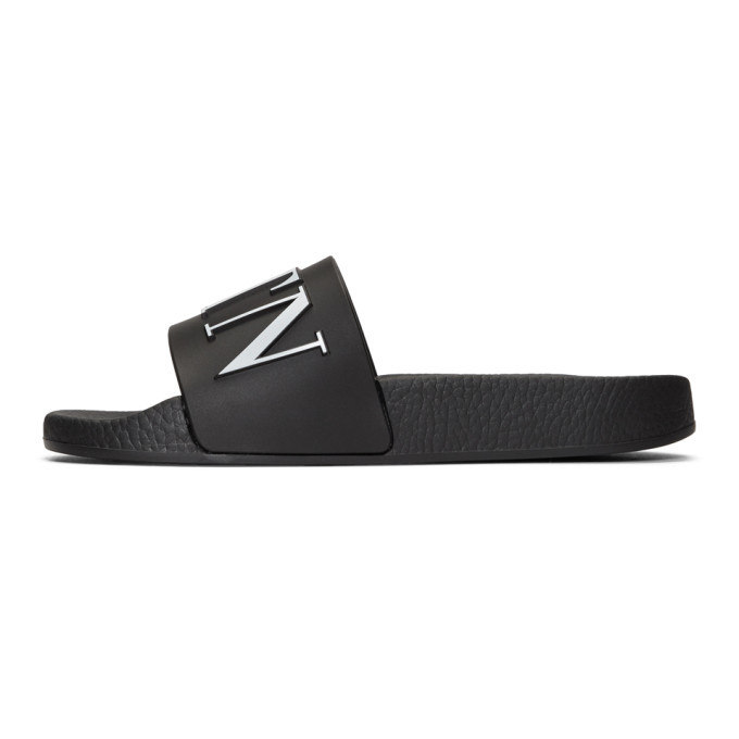 Valentino Black Valentino Garavani VLTN Slides