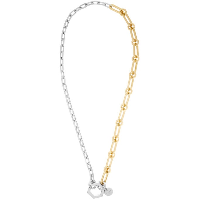 Photo: Givenchy Gold and Silver Hexagon Hook Chain Necklace