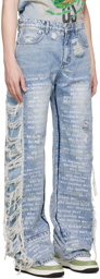 Who Decides War Blue Ultra Flare Scripture Jeans