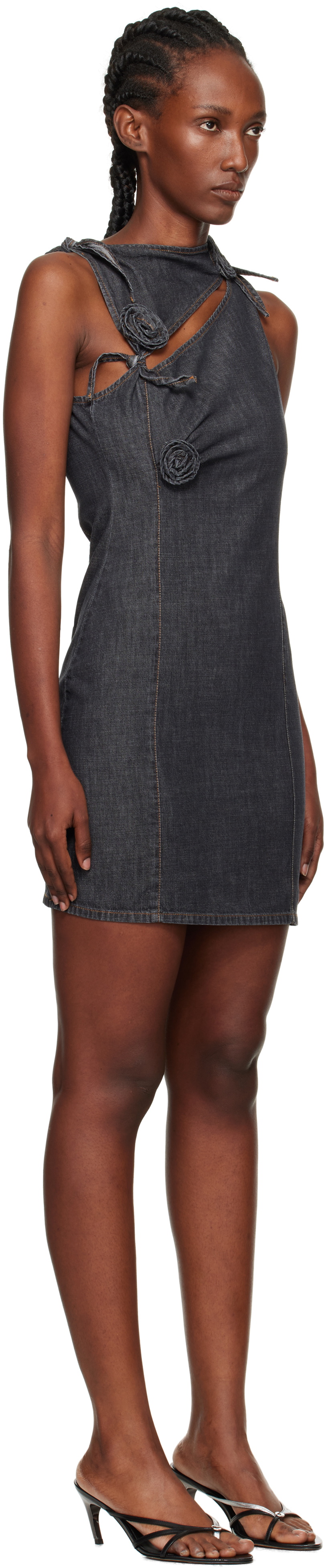 Coperni Gray Flower Denim Minidress