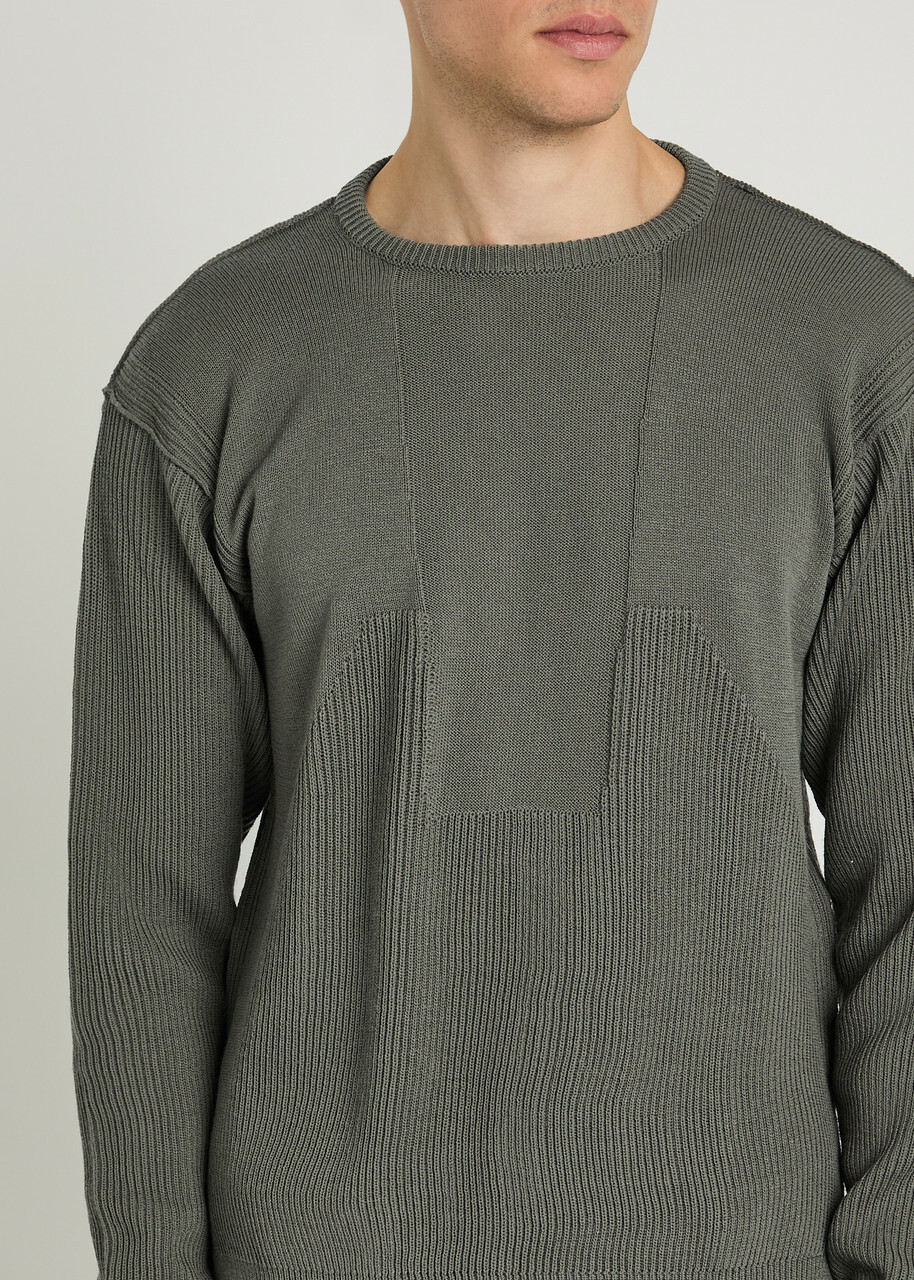 Rick Owens Ribbed Wool Jumper Brown