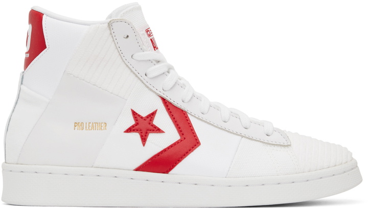 Photo: Converse White & Red Pro Leather Parquet Court Sneakers