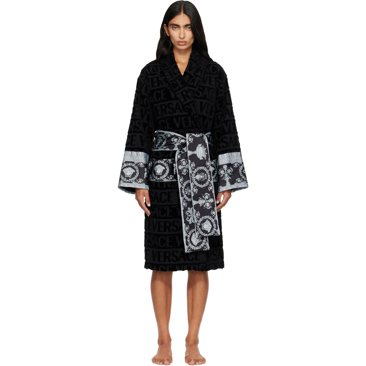 Versace Black 'I Heart Baroque' Bathrobe