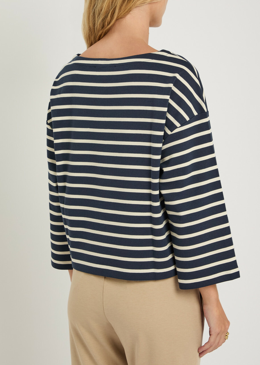 Weekend Max Mara Campale Striped Cotton-jersey top Navy