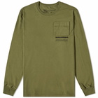 Maharishi Men's MILTYPE Embroidery Long Sleeve Pocket T-Shirt in Olive