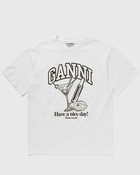 Ganni Future Heavy Cocktail Drop Shoulder Tee White - Womens - Shortsleeves