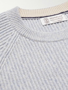 Brunello Cucinelli - Ribbed Wool, Cashmere and Silk-Blend Sweater - Gray