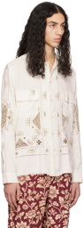 Bode White Linen Cutwork Shirt