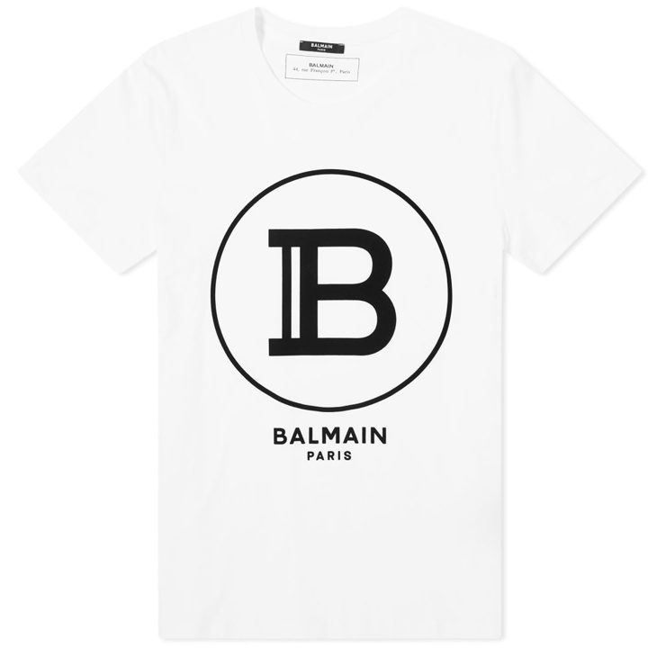 Photo: Balmain Flocked B Circle Logo Tee