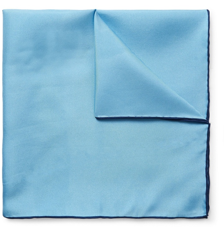 Photo: Emma Willis - Contrast-Tipped Silk-Twill Pocket Square - Blue