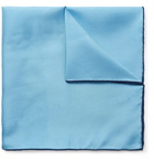 Emma Willis - Contrast-Tipped Silk-Twill Pocket Square - Blue