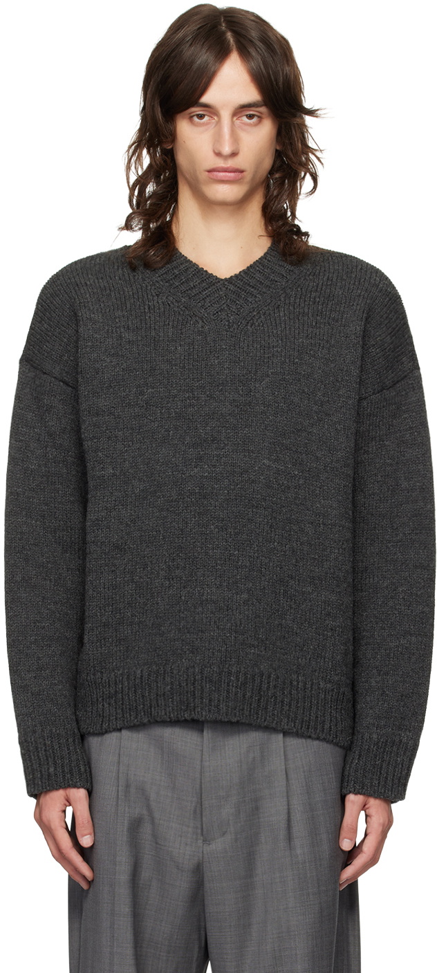 OUR LEGACY: Gray Sonar V-Neck Sweater | SSENSE