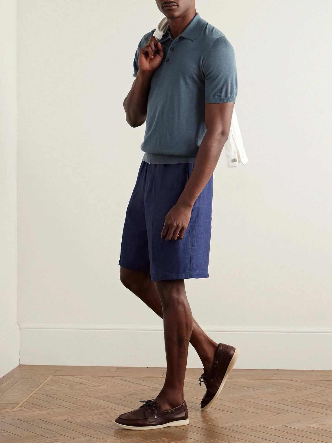 Purdey - Tantallon Slim-Fit Merino Wool Polo Shirt - Blue
