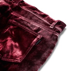 SAINT LAURENT - Skinny-Fit Velvet Trousers - Burgundy