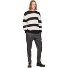 Officine Generale White and Navy Marco Sweater