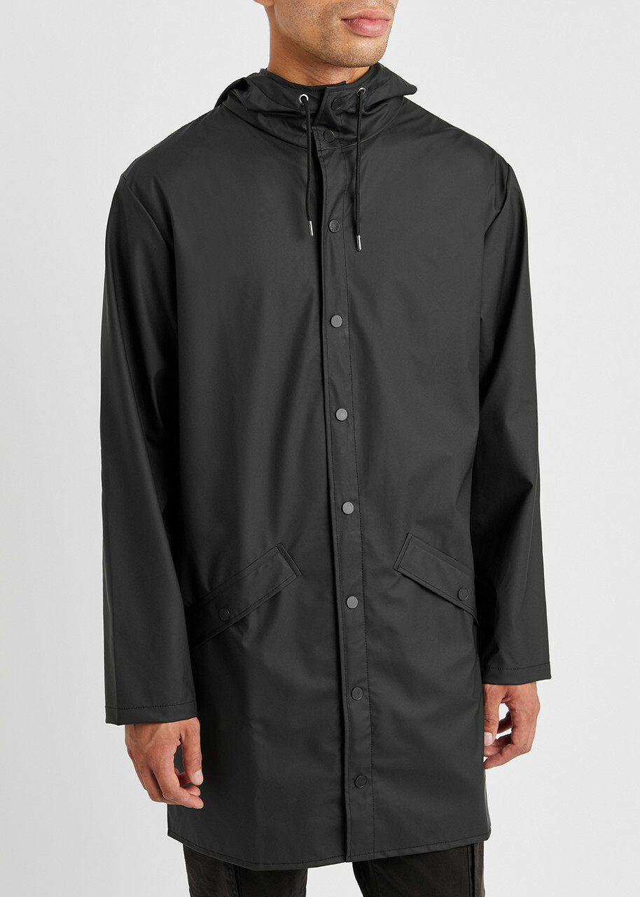Rains Long Matte Rubberised Raincoat Black