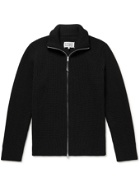 Maison Margiela - Ribbed Cotton and Wool-Blend Zip-Up Sweater - Black