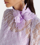 Rodarte Caped floral lace midi dress