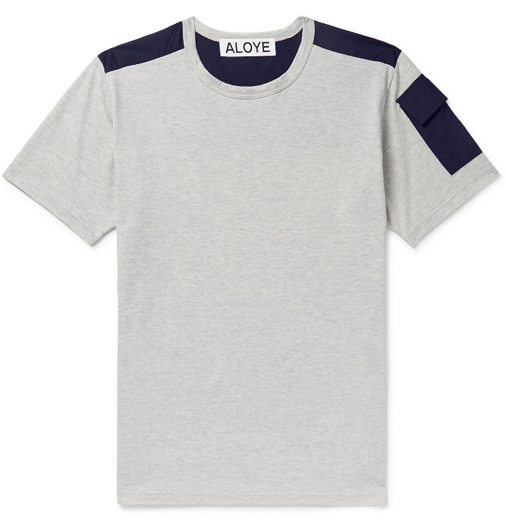 Photo: Aloye - Panelled Mélange Cotton-Jersey T-Shirt - Gray