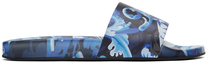 Photo: Versace Blue Baroccoflage Slides