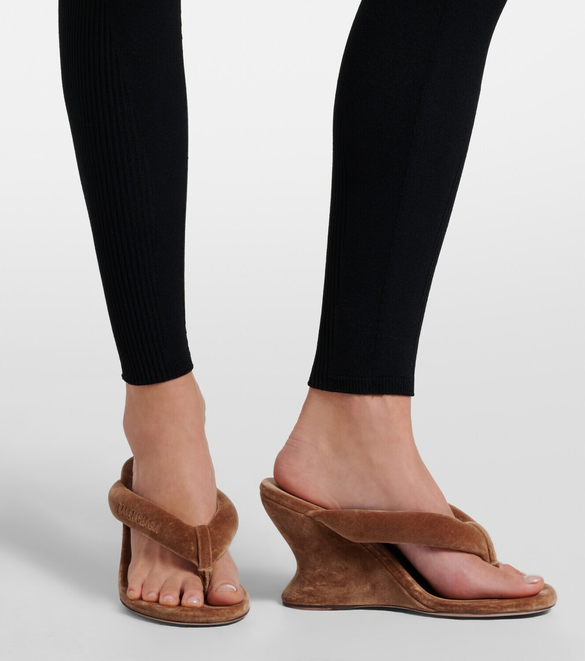 Balenciaga Gaeta velvet wedge thong sandals