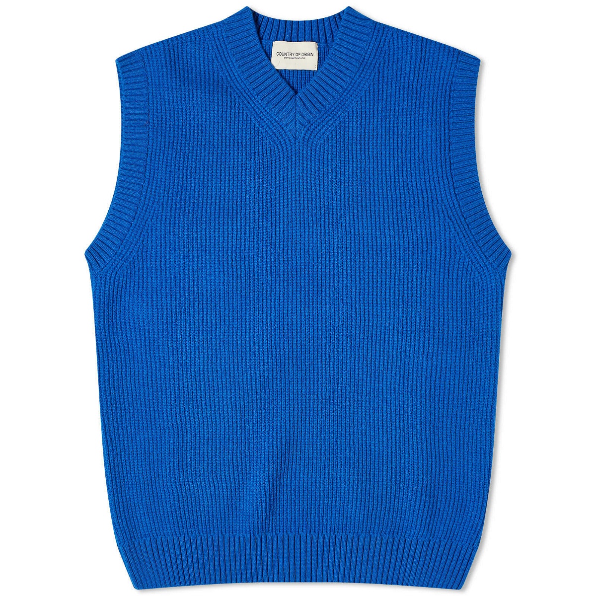Photo: Country Of Origin Men's V Neck Knit Vest in Royal Blue