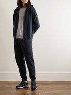 Stone Island - Garment-Dyed Logo-Appliquéd Cotton-Jersey Zip-Up Hoodie - Blue