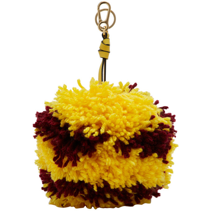 Burgundy pom pom keyring sale