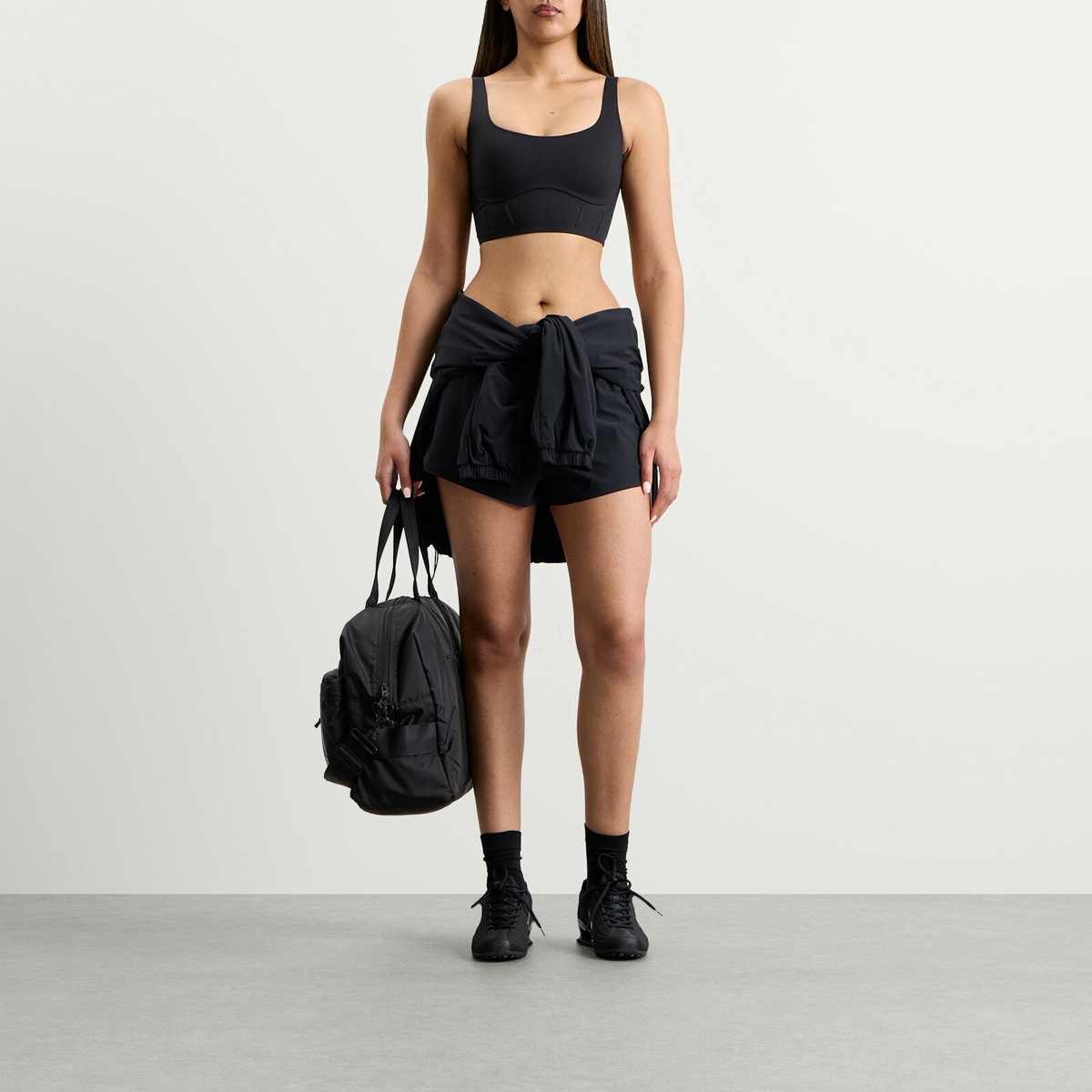 Nike Women's x SKIMS Matte Corset Longline Bra in Obsidian