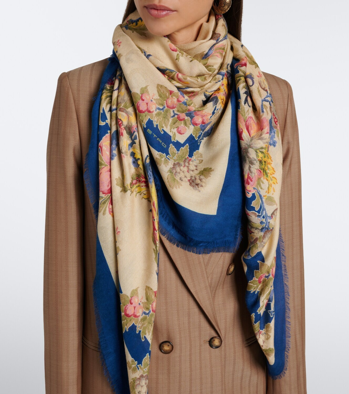 Etro Floral modal and cashmere scarf