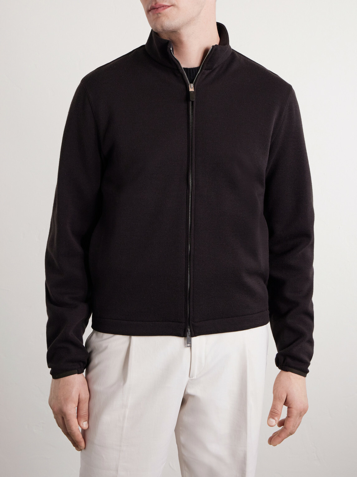 Zegna - Honeycomb-Knit Cotton, Wool and Silk-Blend Zip-Up Sweater - Brown