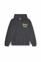 Diesel Cotton hoodie with flocked graphics - Sweaters Mens in Grey