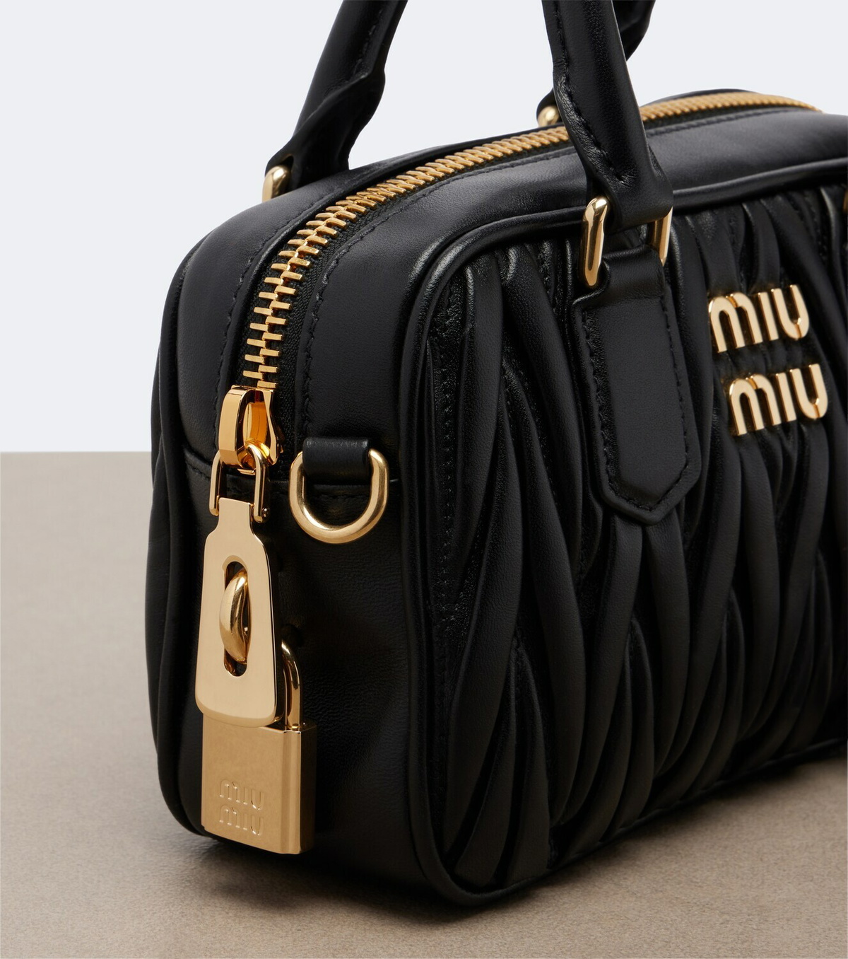 Miu Miu Arcadie matelassé leather top-handle bag