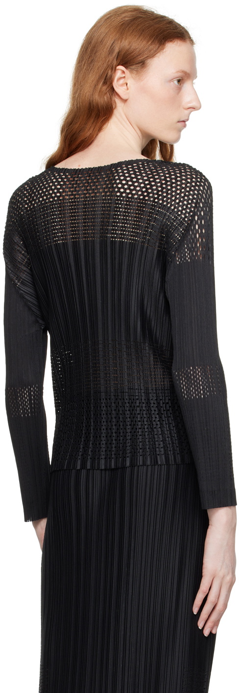 Pleats Please Issey Miyake Black A-Poc Lagoon Long Sleeve T-Shirt