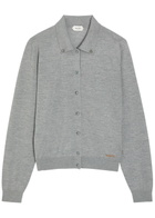 Versace Logo-embroidered Wool Cardigan Grey
