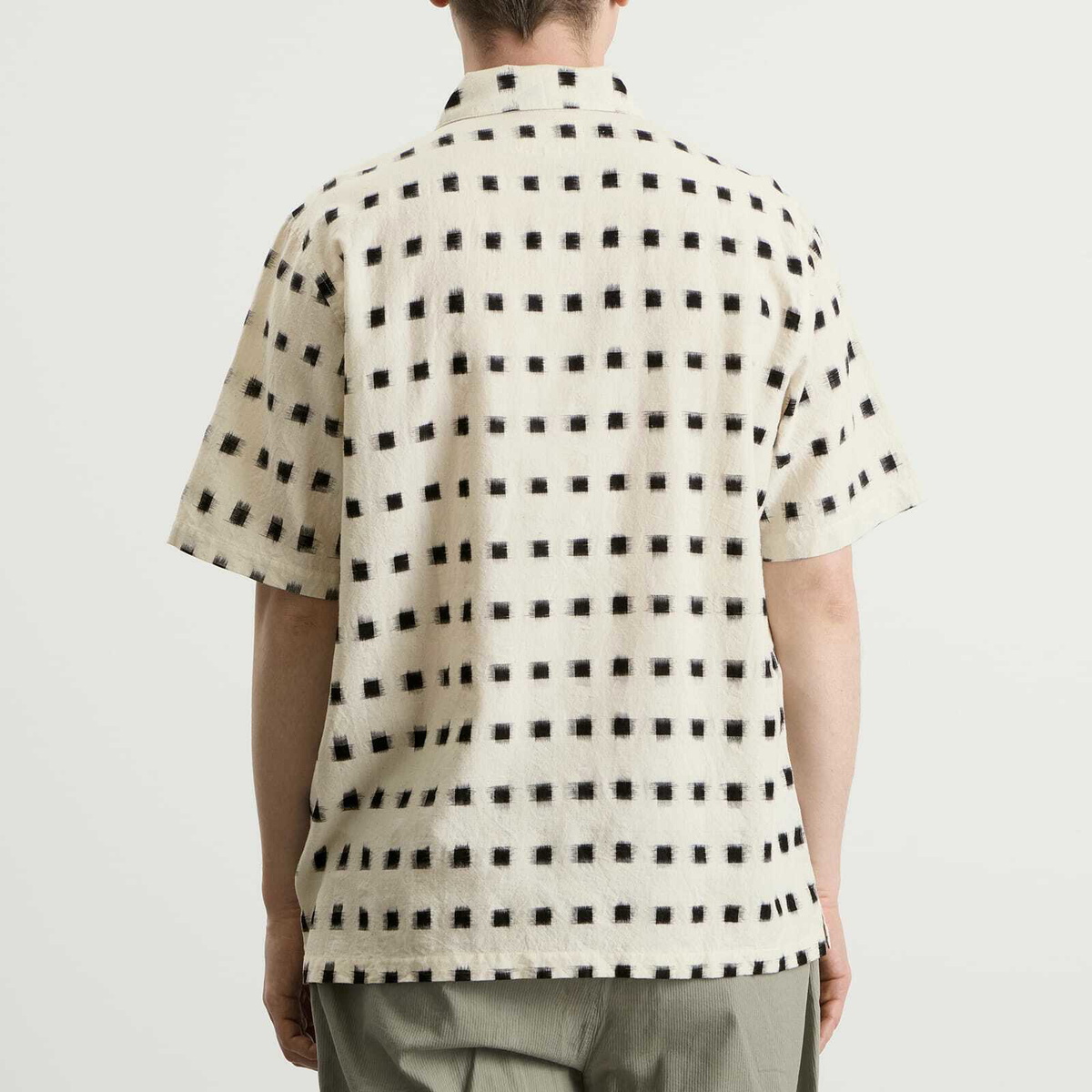 Folk Men's Gabe Short Sleeve Shirt in Black Window Ikat