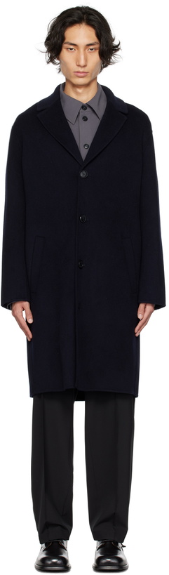 Photo: Róhe Navy Notched Lapel Coat