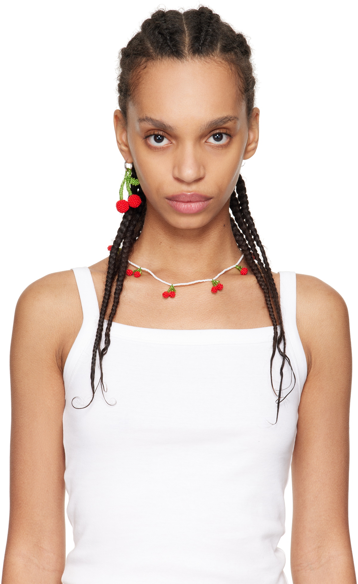 Pura Utz White & Red Cherry Necklace