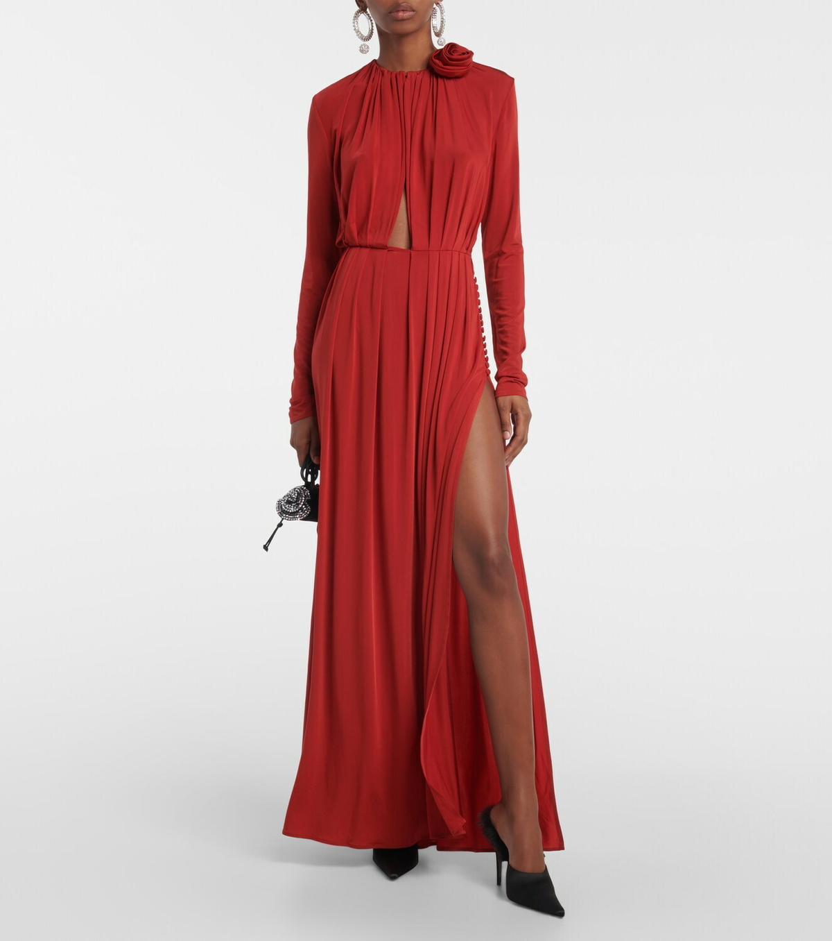 magda butrym draped jersey long dress cutout gown Magda Butrym WebColorName_Grey White