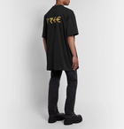 Vetements - Oversized Embroidered Printed Cotton-Jersey T-Shirt - Black