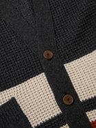 Folk - Colour-Block Waffle-Knit Cardigan - Black