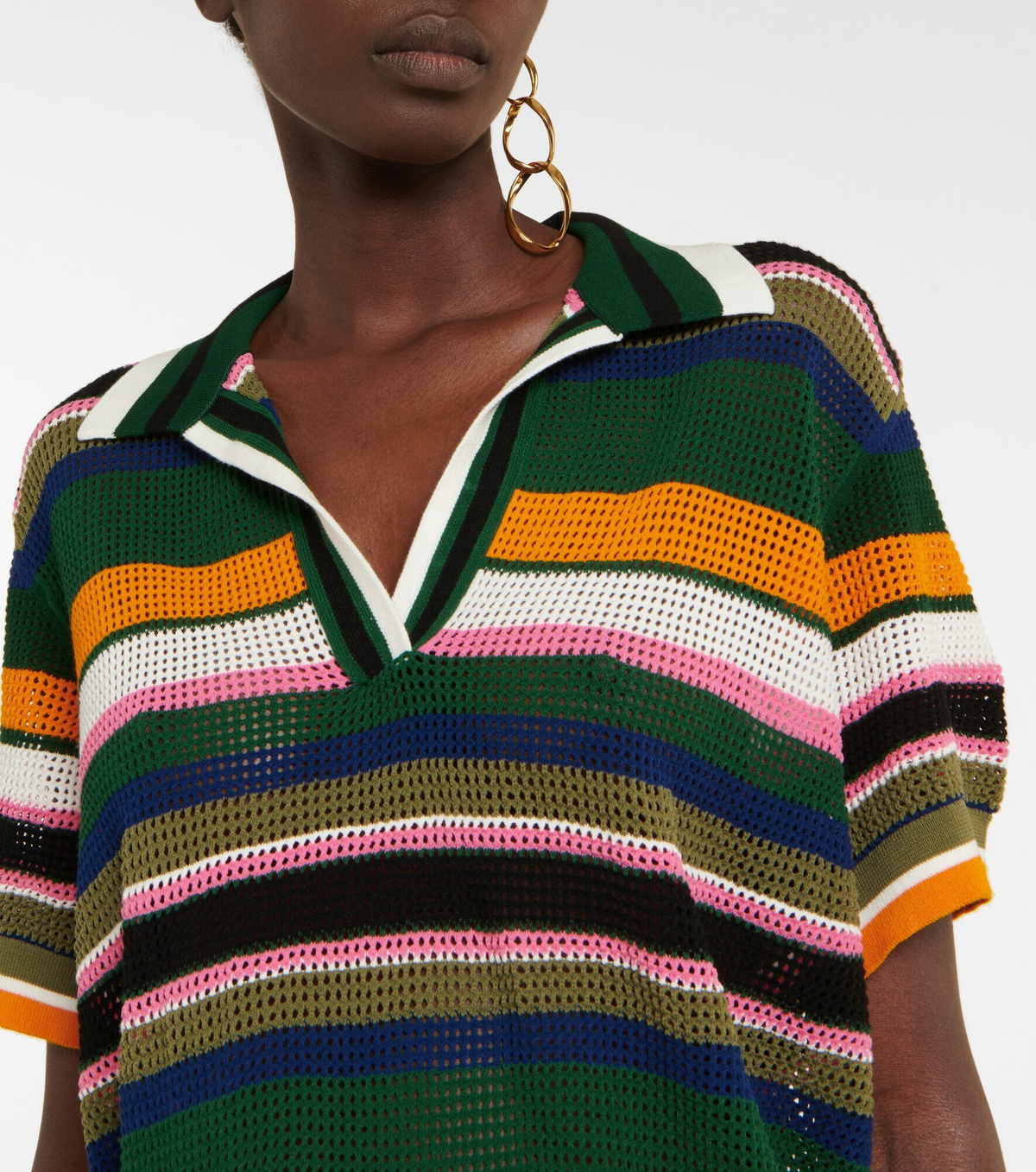 Dries Van Noten - Striped knit polo top Dries Van Noten